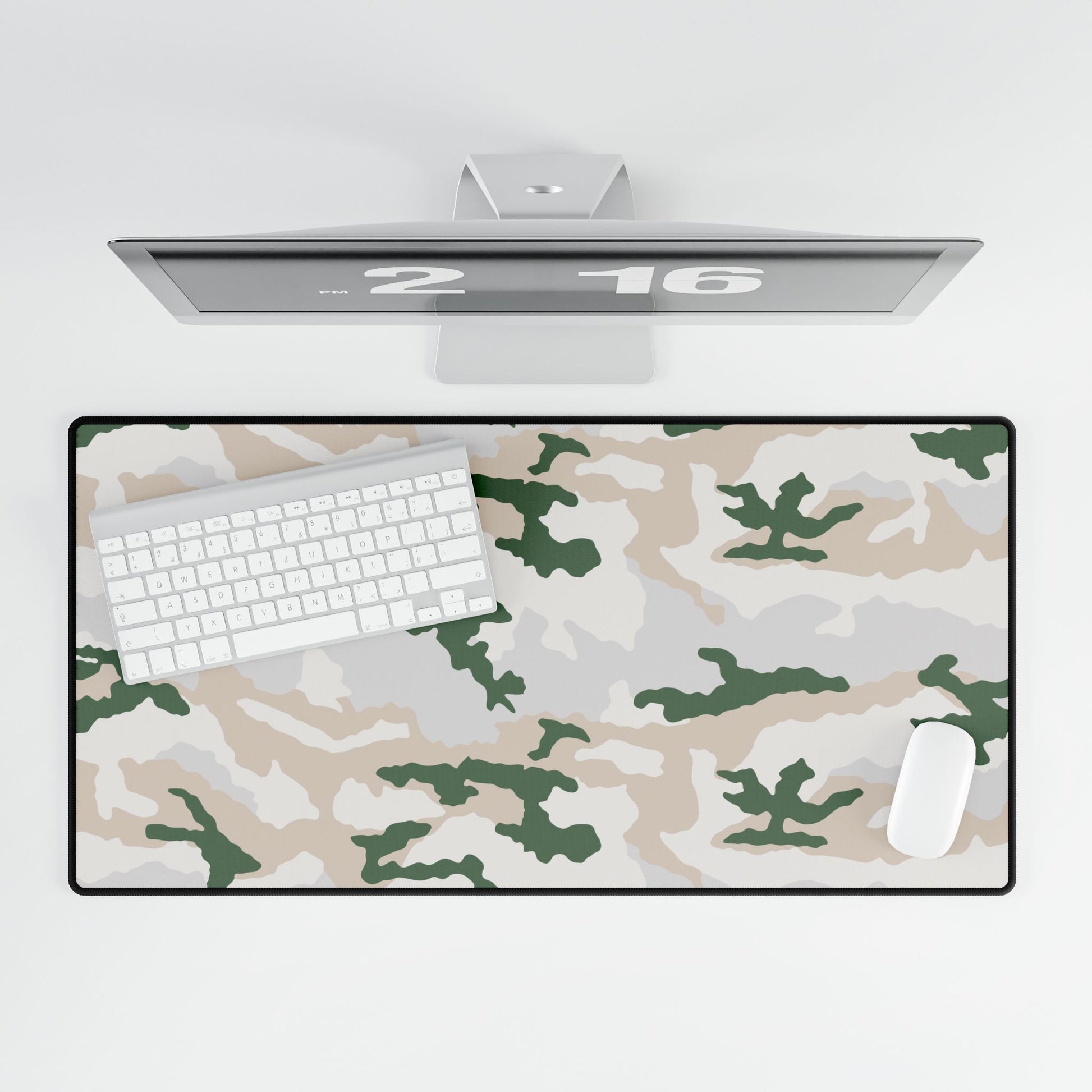 Tundra Alpine Camouflage Desk Mat Camouflage Patterned Desk Mat White Keyboard
