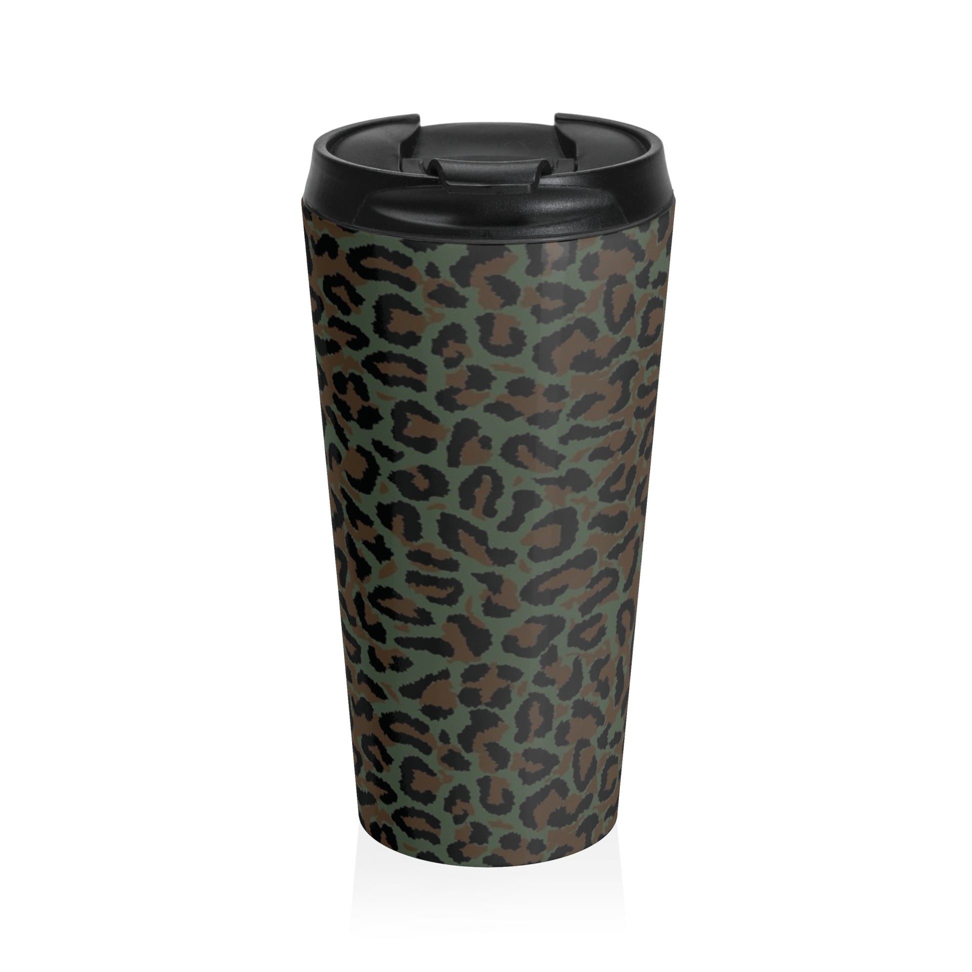 Leopard Spot Camo Stainless Steel Travel Mug.