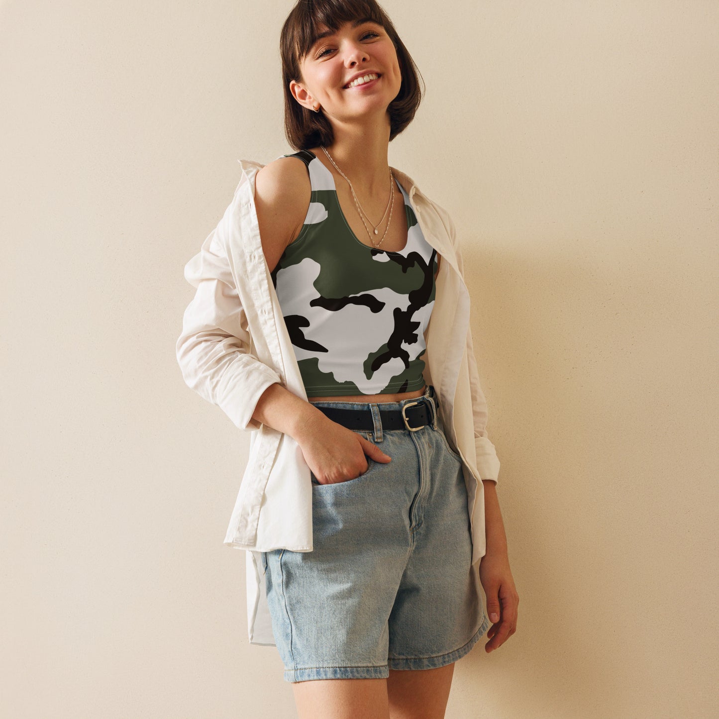 Snow BDU Camo Crop Top (Three-Color Snow) _ Concealing Coloration