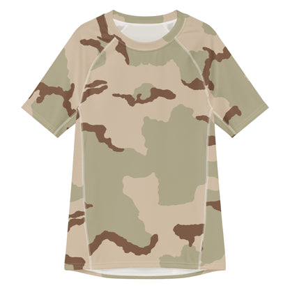 Three-Color Desert Camo SS Rash Guard _ Concealing Coloration