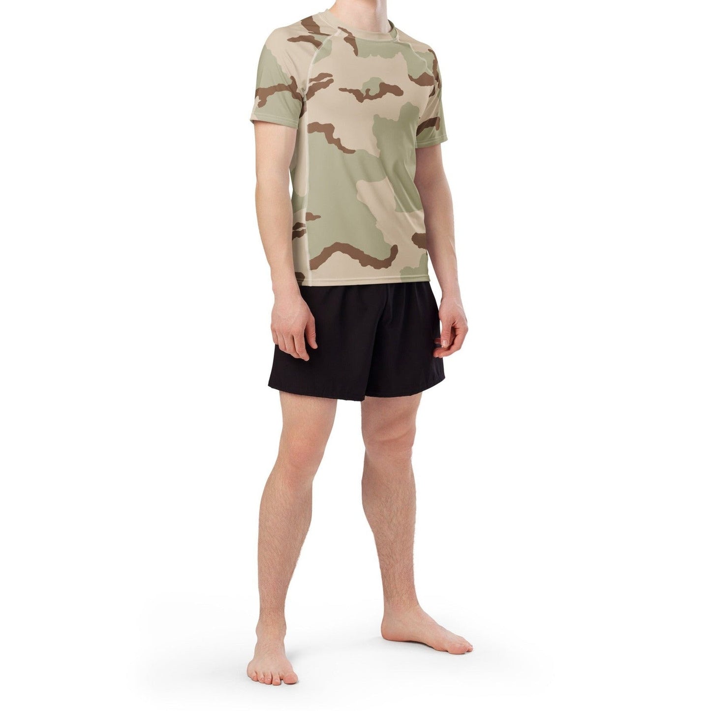 Three-Color Desert Camo SS Rash Guard _ Concealing Coloration