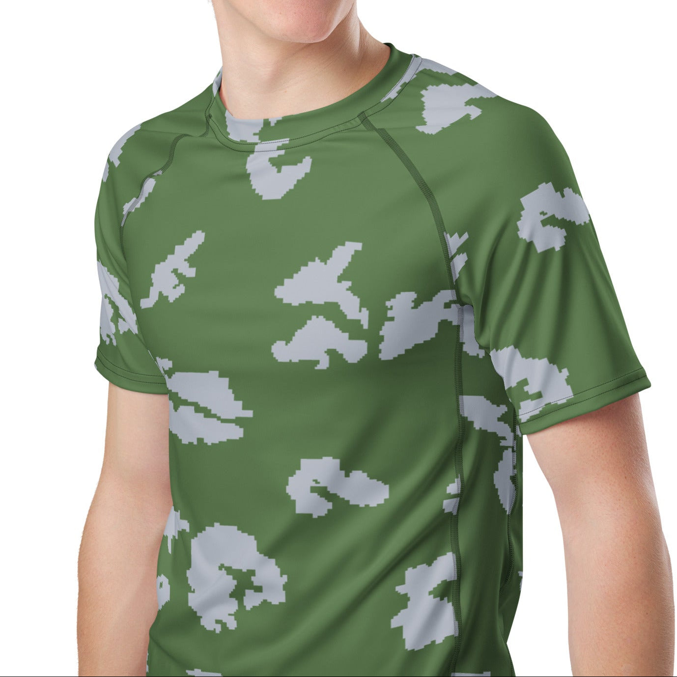 KLMK Camo SS Rash Guard _ Concealing Coloration