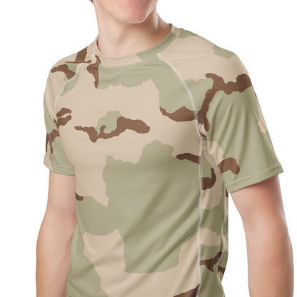Three-Color Desert Camo SS Rash Guard _ Concealing Coloration