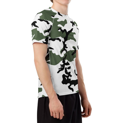 Three-Color Snow Camo SS Rash Guard _ Concealing Coloration