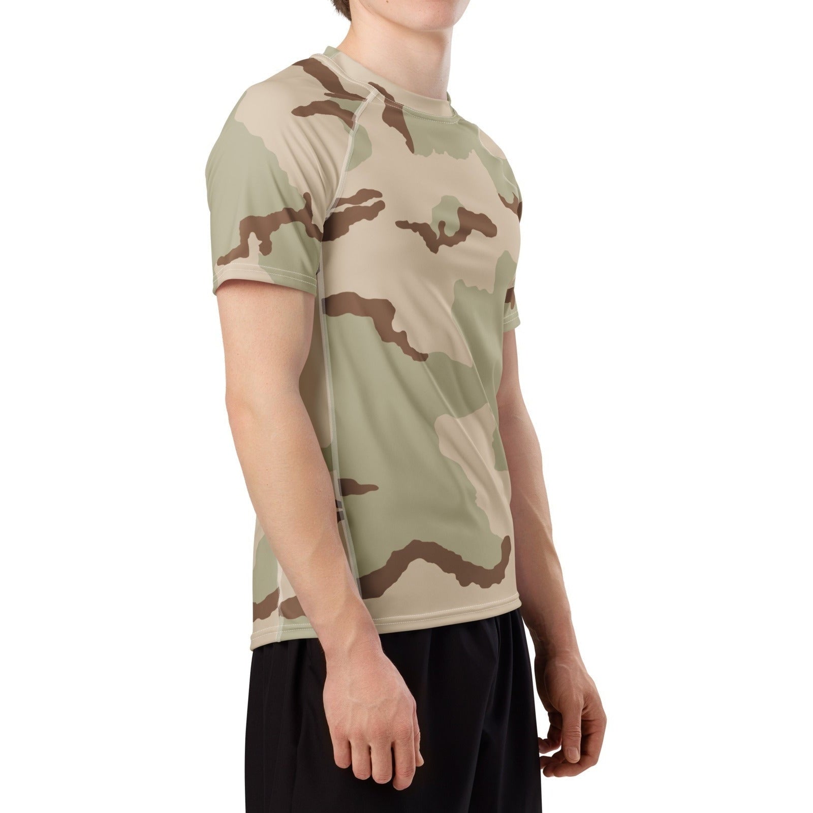 Three-Color Desert Camo SS Rash Guard _ Concealing Coloration