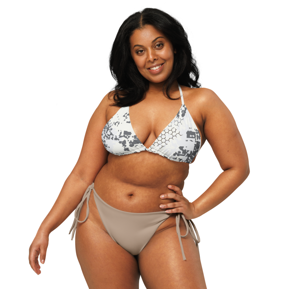 Blindtech Snow Camo String Bikini Top - front mockup