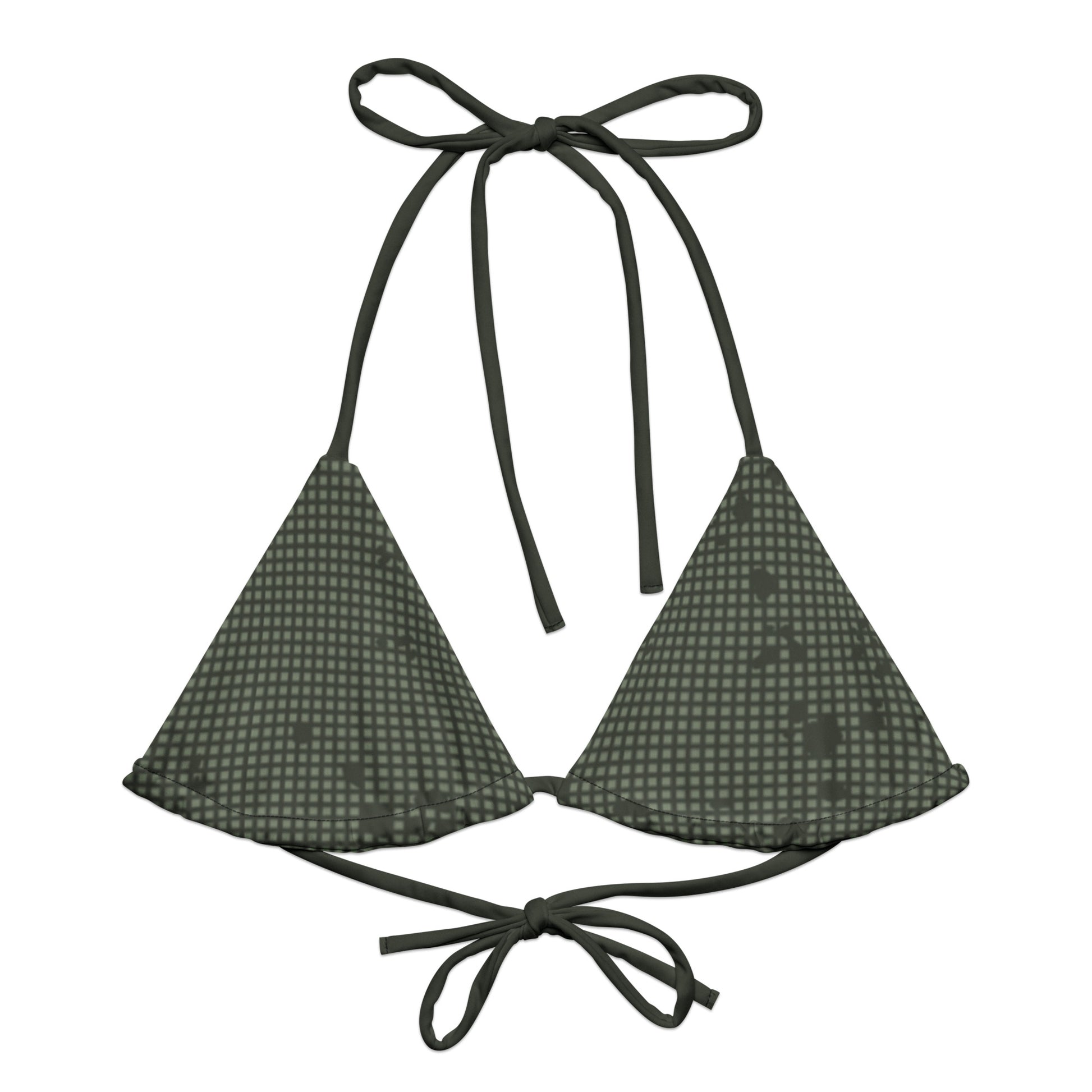 Desert Night Camo String Bikini Top - front flat