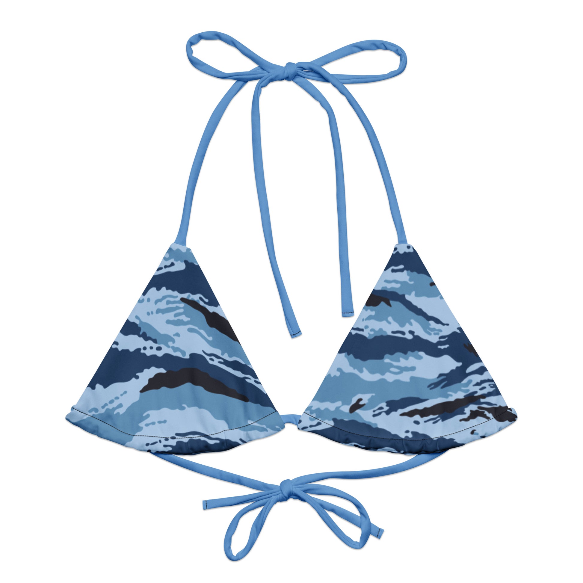 Kamysh Blue Camo String Bikini Top