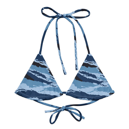 Kamysh Blue Camo String Bikini Top
