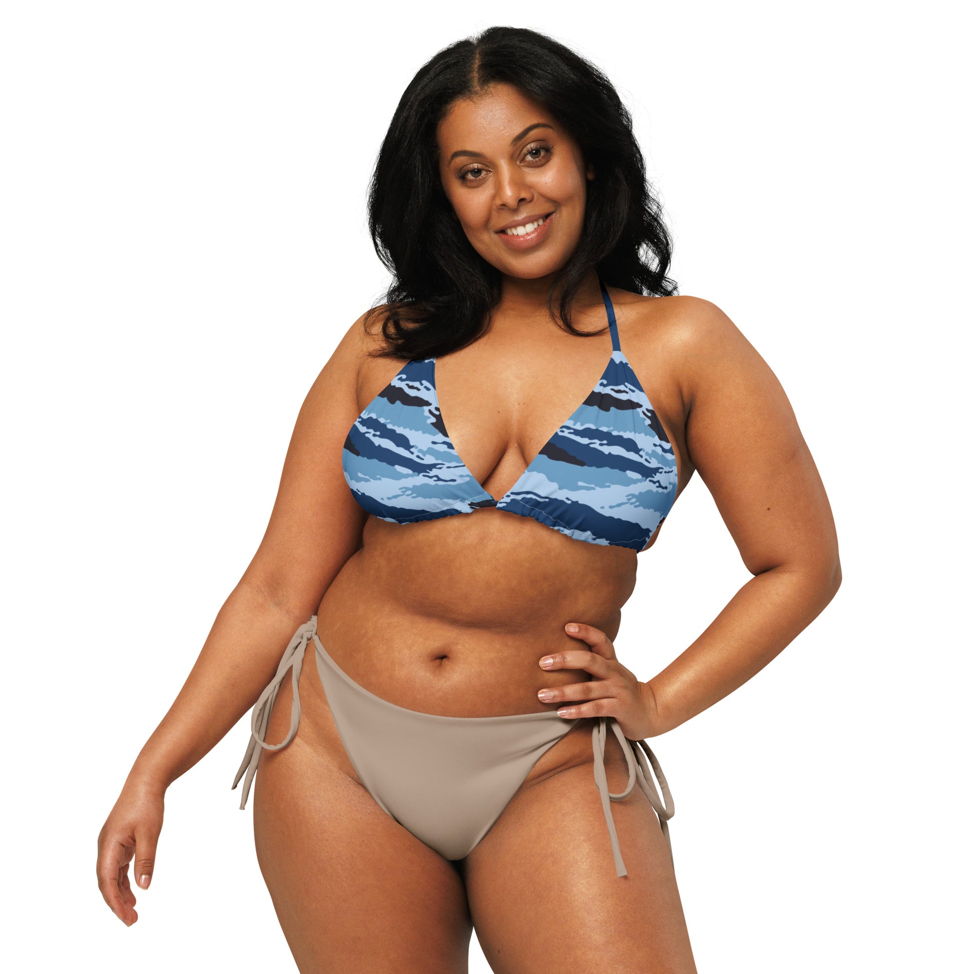 Kamysh Blue Camo String Bikini Top