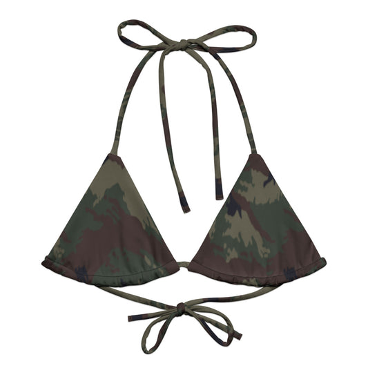 Kamysh Woodland Camo String Bikini Top front flat lay [CC-MOCKUP:flat-front]