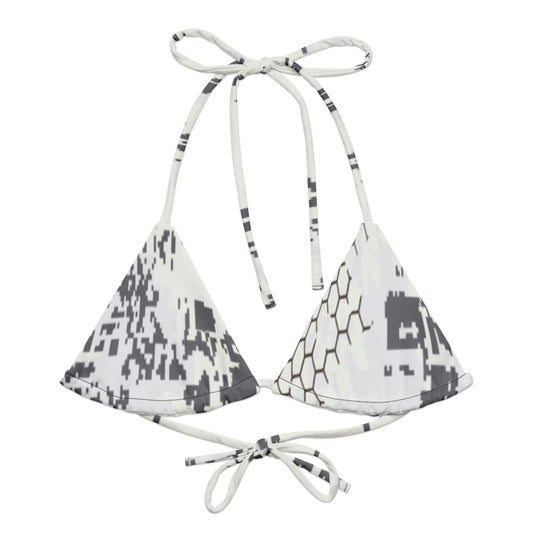 Blindtech Snow Camo String Bikini Top front flat lay [CC-MOCKUP:flat-front]