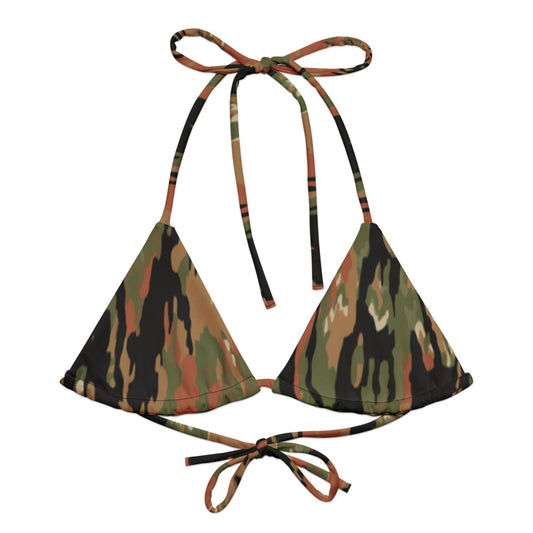 Leibermuster Camo String Bikini Top front flat lay [CC-MOCKUP:flat-front]