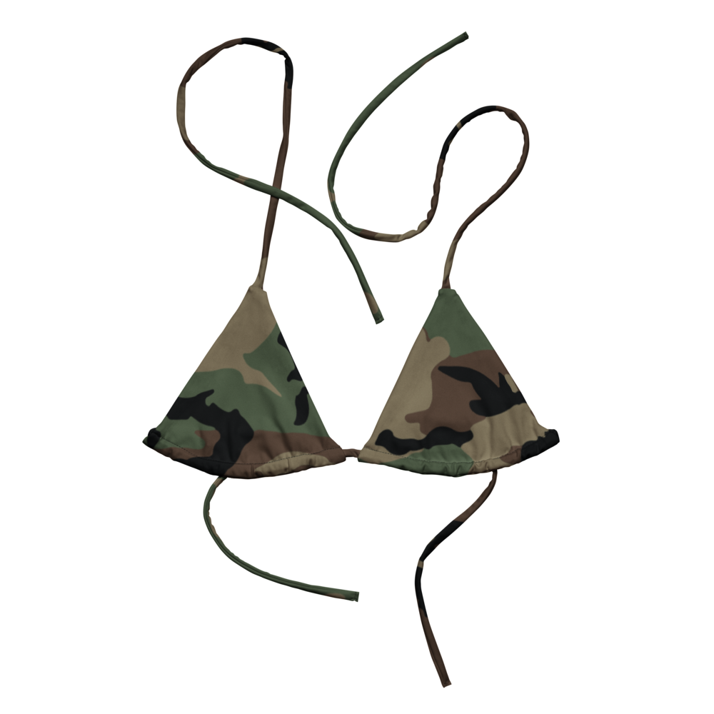 M81 Woodland Camo String Bikini Top flat 2 front supplemental view 01