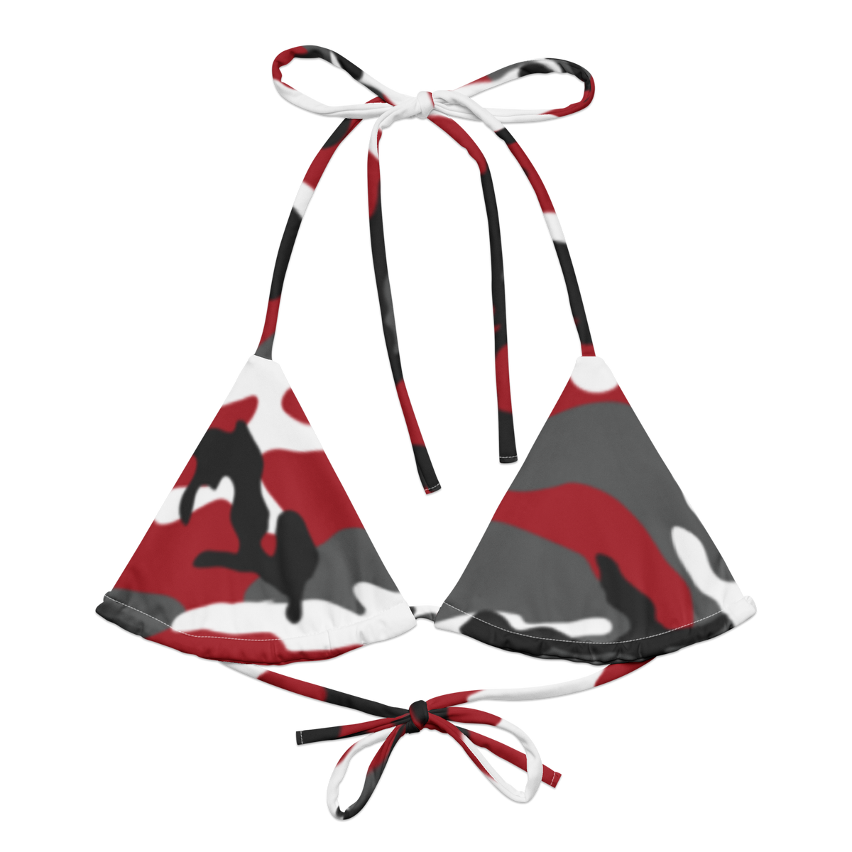 Red Urban Camo String Bikini Top _ Concealing Coloration
