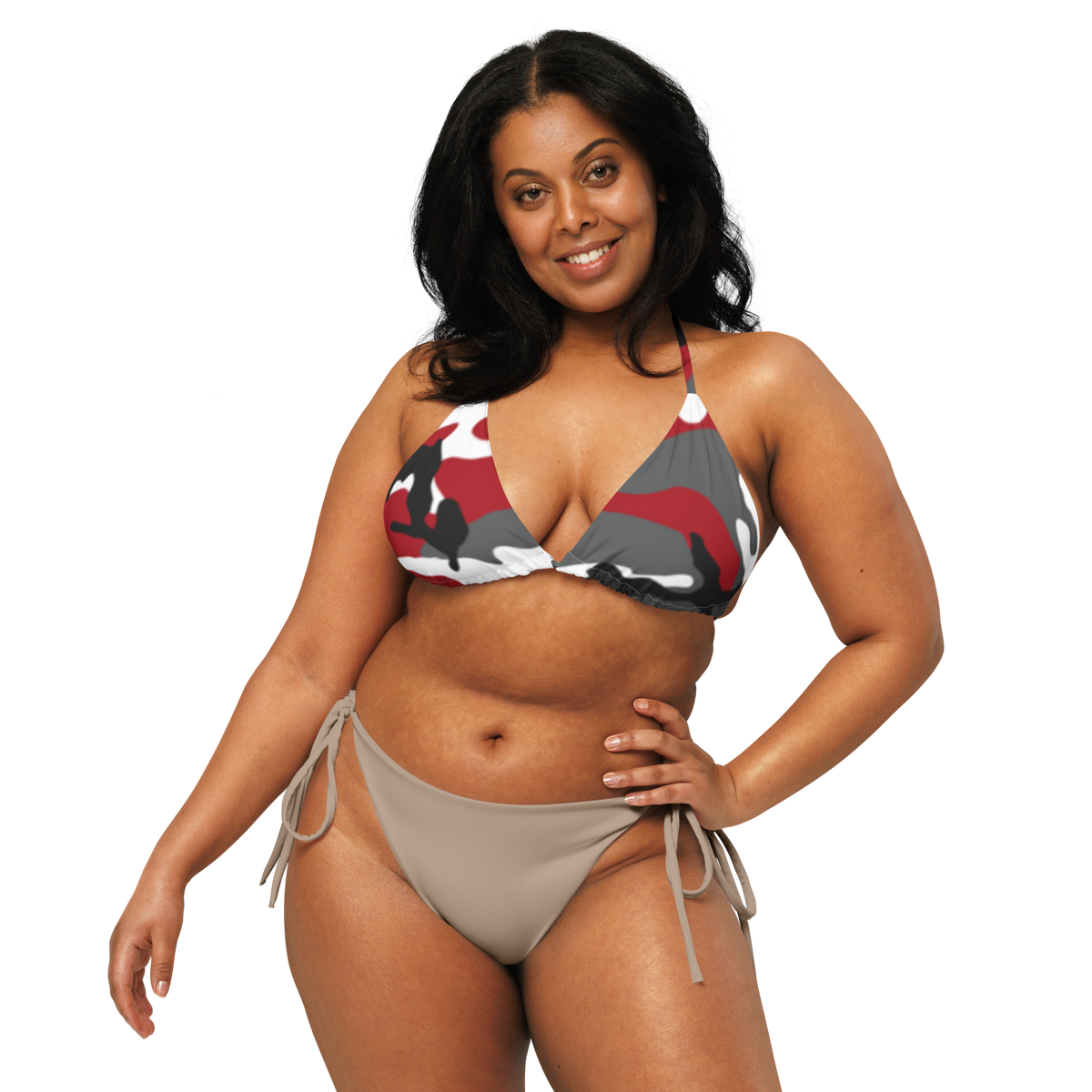 Red Urban Camo String Bikini Top _ Concealing Coloration