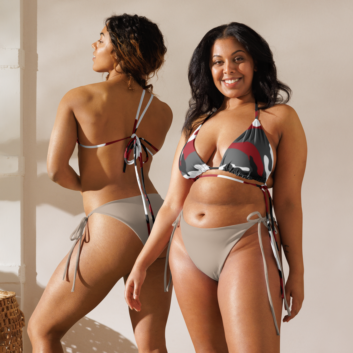Red Urban Camo String Bikini Top _ Concealing Coloration