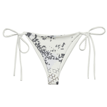 BlindTech Snow Camo string bikini bottom front flat lay with adjustable side ties