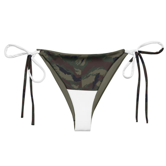Kamysh Woodland Camo String Bikini Bottom front flat lay [CC-MOCKUP:flat-front]