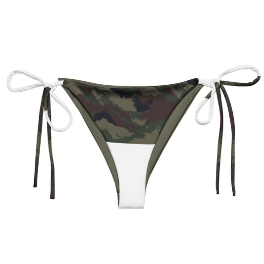 Kamysh Woodland Camo String Bikini Bottom front flat lay [CC-MOCKUP:flat-front]