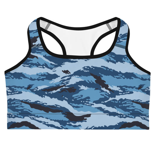 Kamysh Blue Camo Racerback Sports Bra