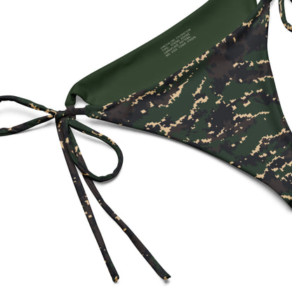ROC Digital Tiger Stripe camo string bikini bottom, fabric and construction detail
