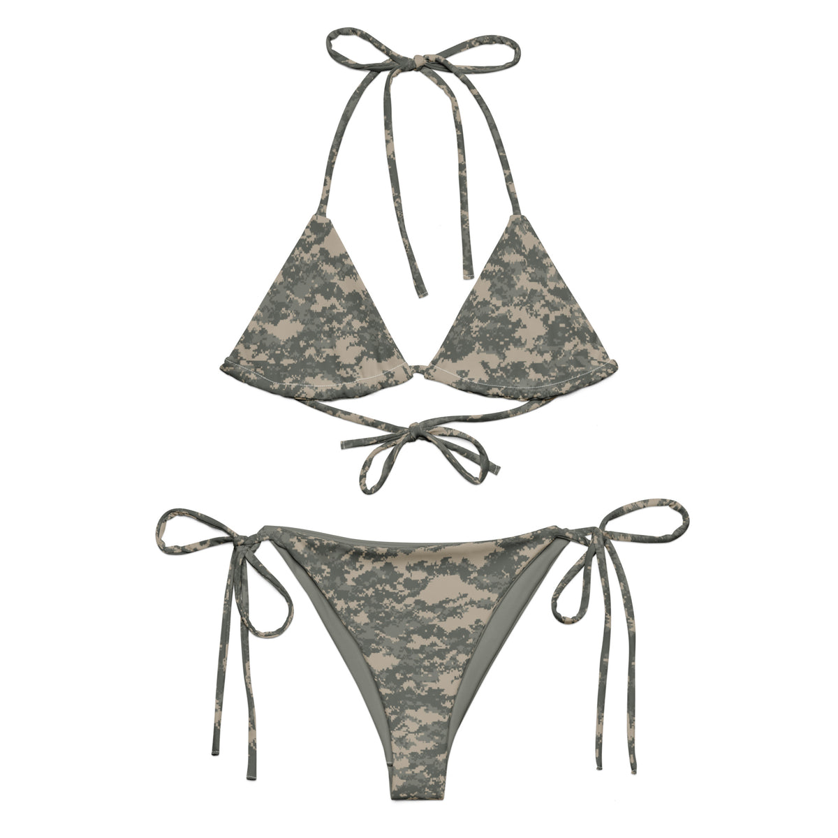 Front view of UCP String Bikini Set with triangle top and tie-side bottom