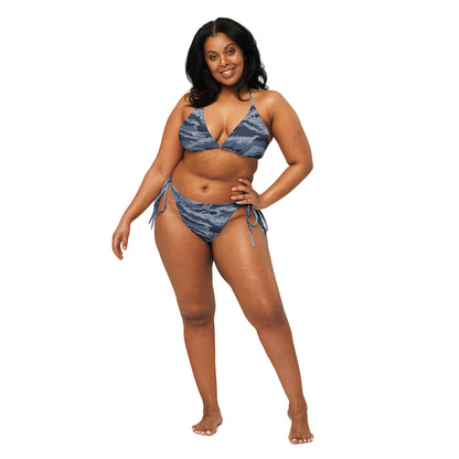 Kamysh Blue Camo String Bikini Set
