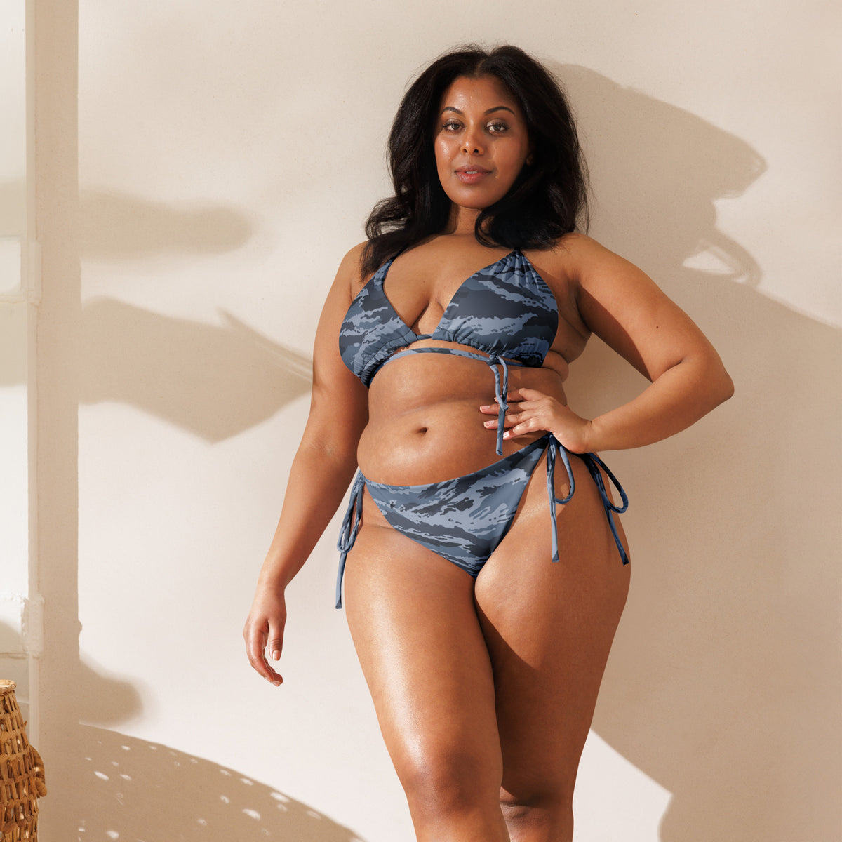Kamysh Blue Camo String Bikini Set