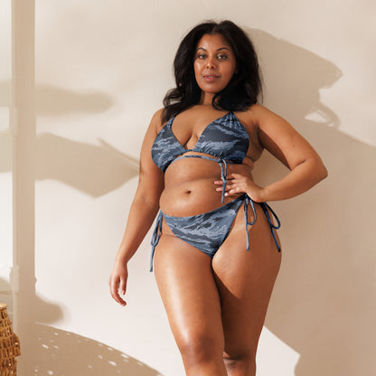 Kamysh Blue Camo String Bikini Set