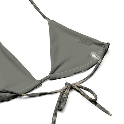 Product detail of UCP String Bikini Set straps and digital camouflage print