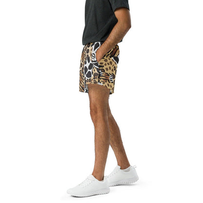 Animals Camouflage tech shorts inspired by MGS, featuring wild animal prints for a dynamic tactical look.