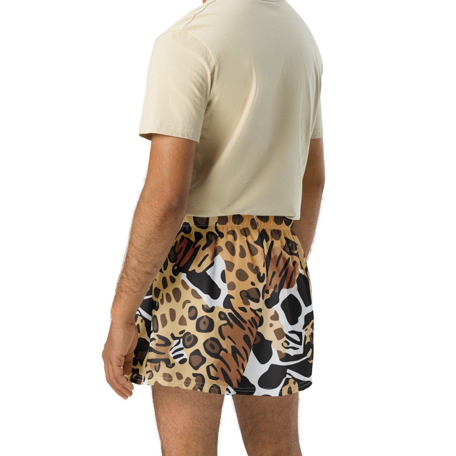 Animals Camouflage tech shorts inspired by MGS, featuring wild animal prints for a dynamic tactical look.