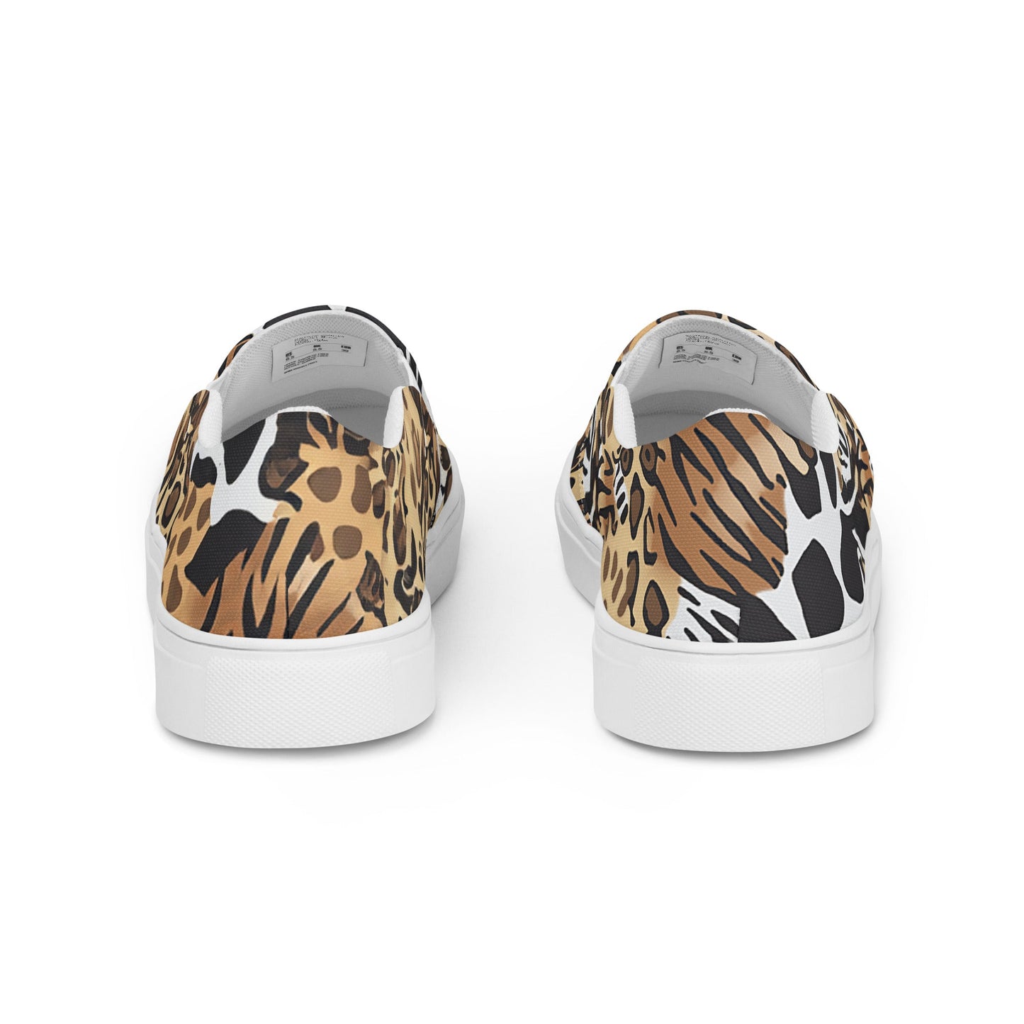 Animals Camouflage slip-on sneakers inspired by MGS, featuring a mix of wild animal prints for a distinctive tactical aesthetic.