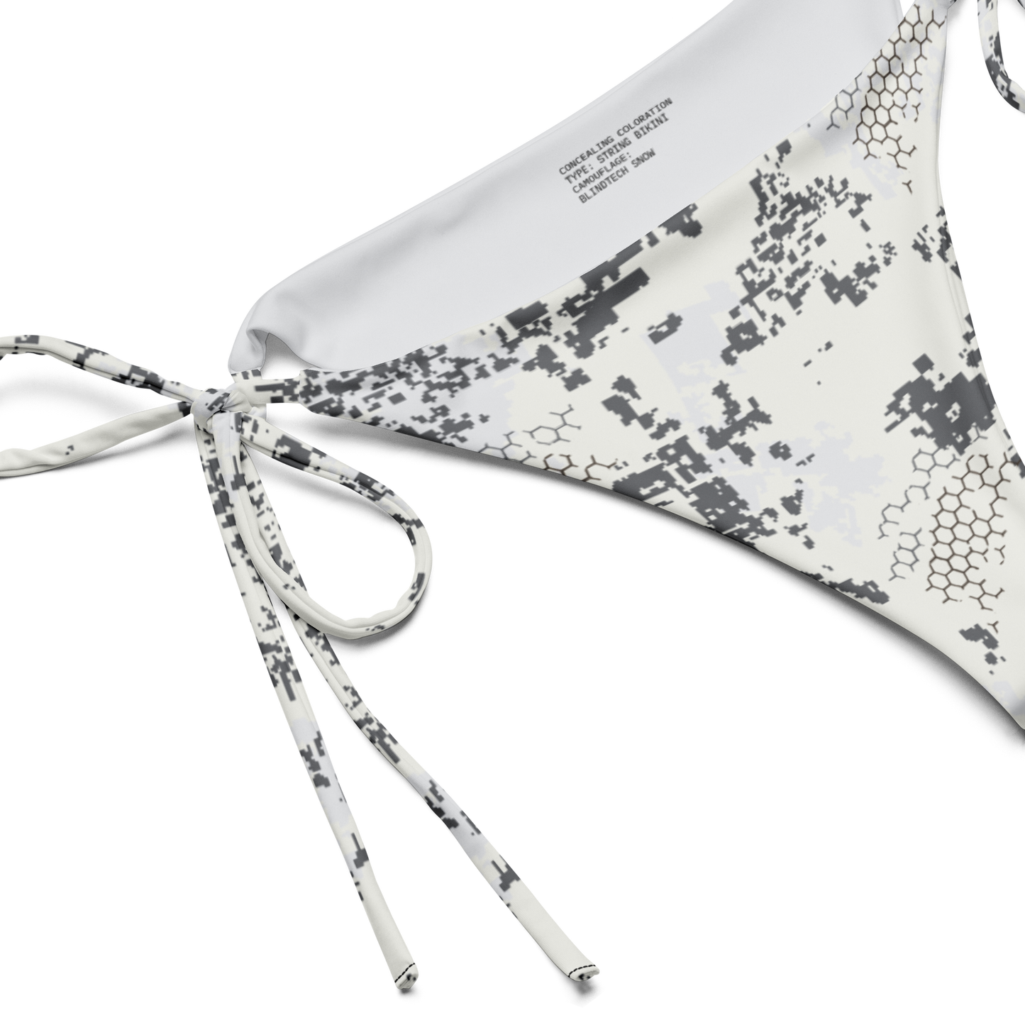 BlindTech Snow Camo String Bikini Set bottom inside label detail