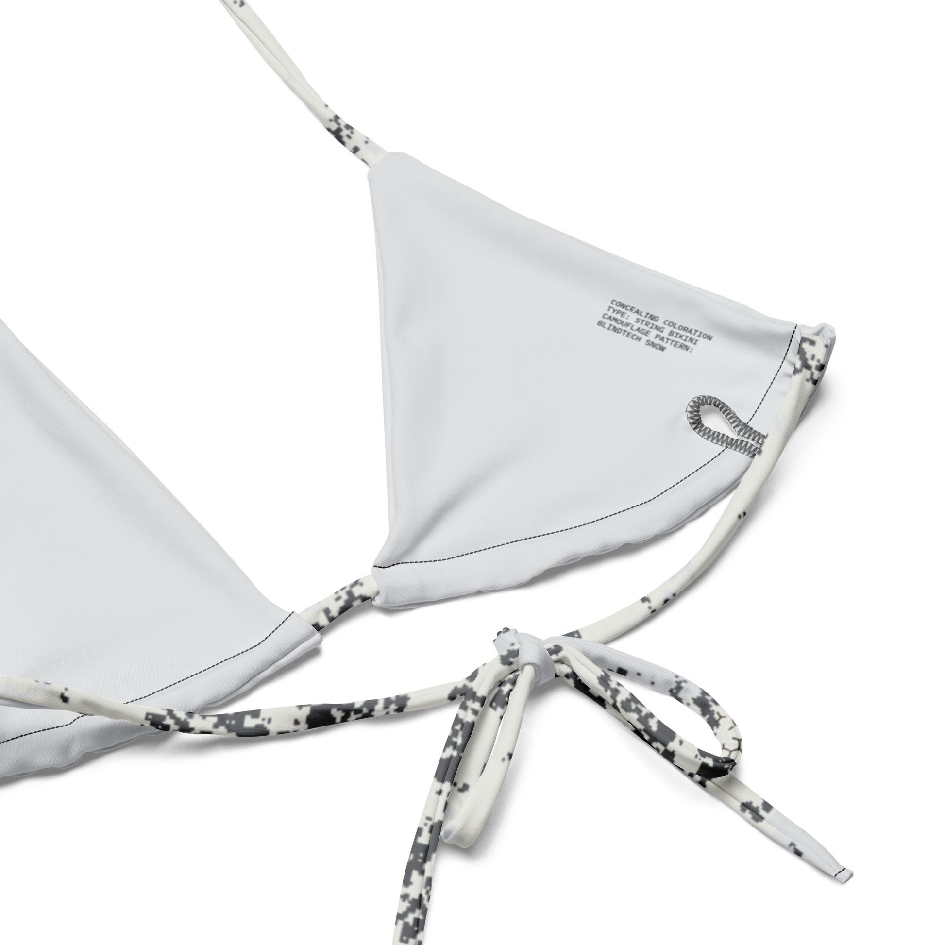 BlindTech Snow Camo String Bikini Set top inside label detail