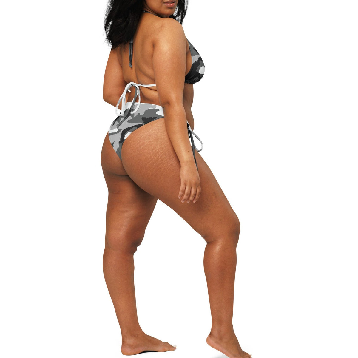 M81 Urban Camo String Bikini Set on-model view, square crop below eyes — gallery view 09 [white-model-crop]