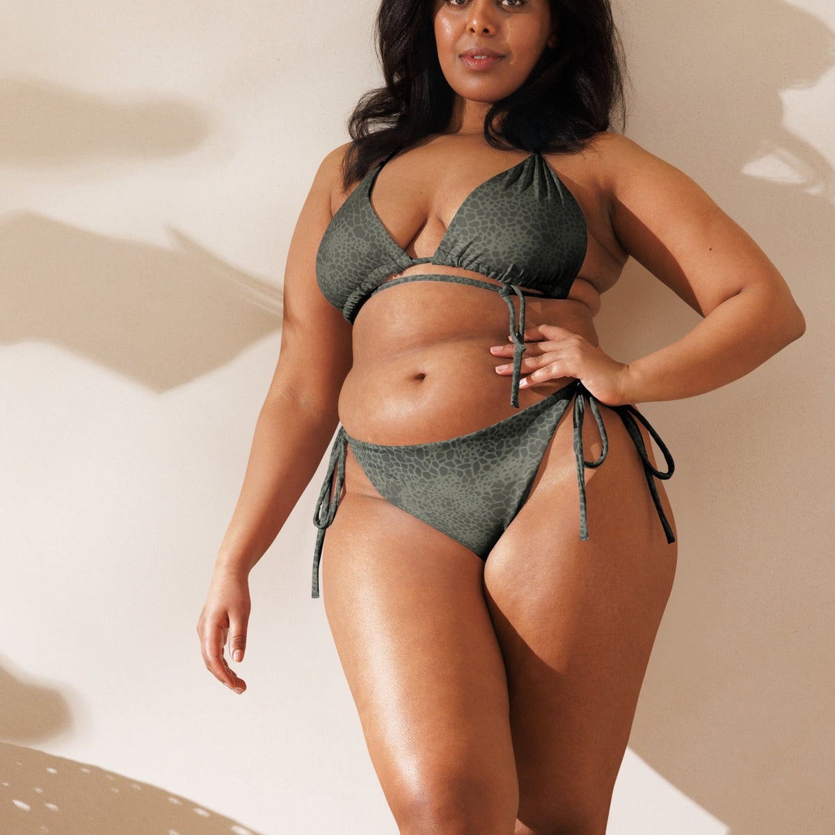 Wz. 89 Puma Camo String Bikini Set on-model view, square crop below eyes — gallery view 10 [white-model-crop]