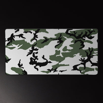 Three Color Snow Camo Desk Mat Camouflage Patterned Mouse Pad White Green