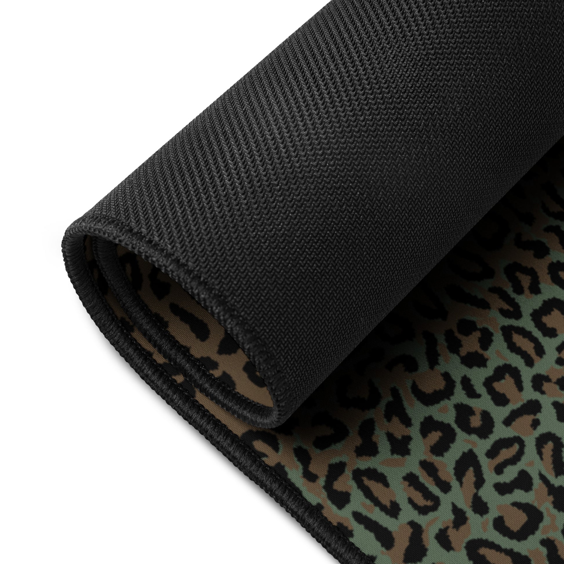 Leopard Spot Camo Computer Desk Mat Rolled Up Mat Black Textured Underside