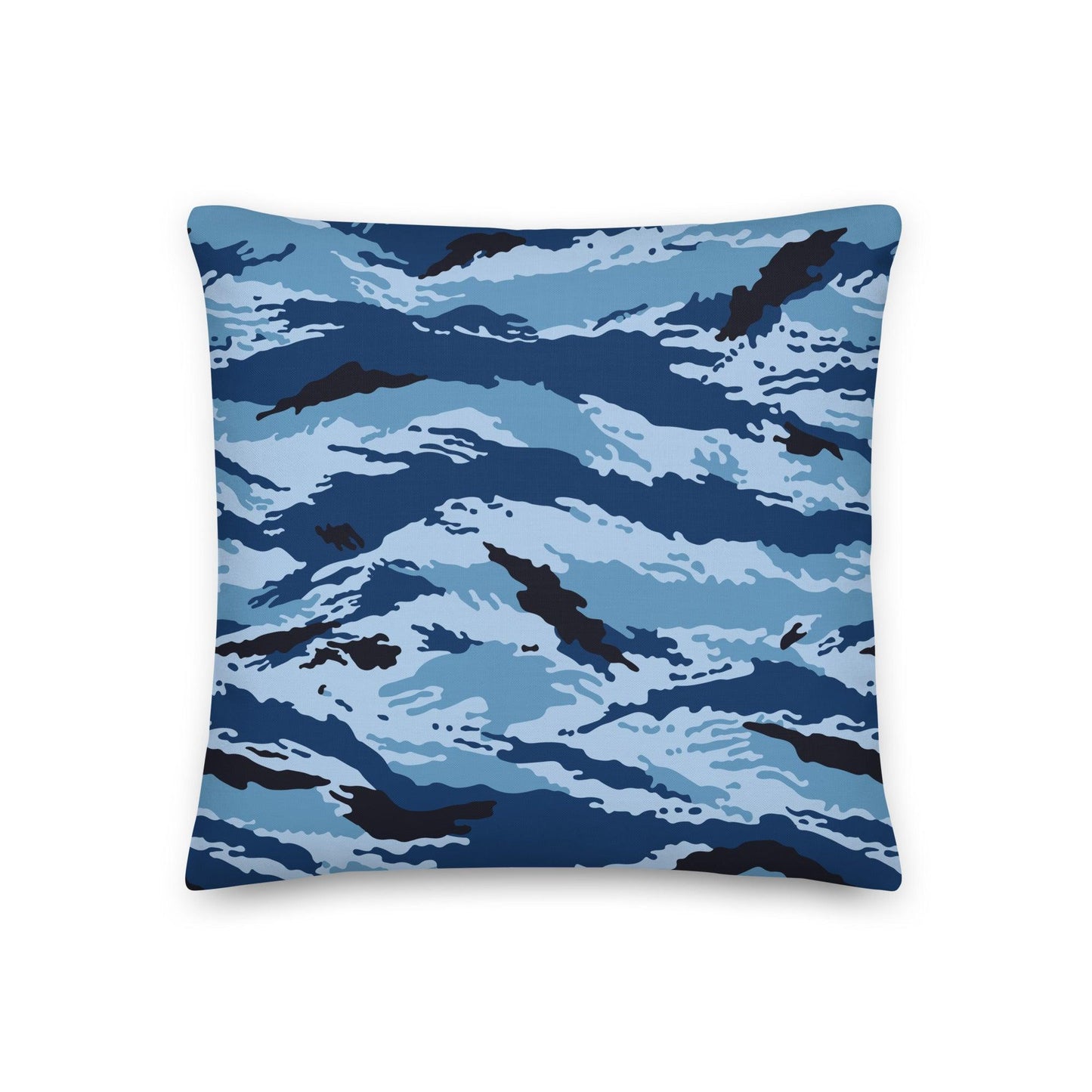 Kamysh Blue Camo 18" Throw Pillow _ Concealing Coloration.