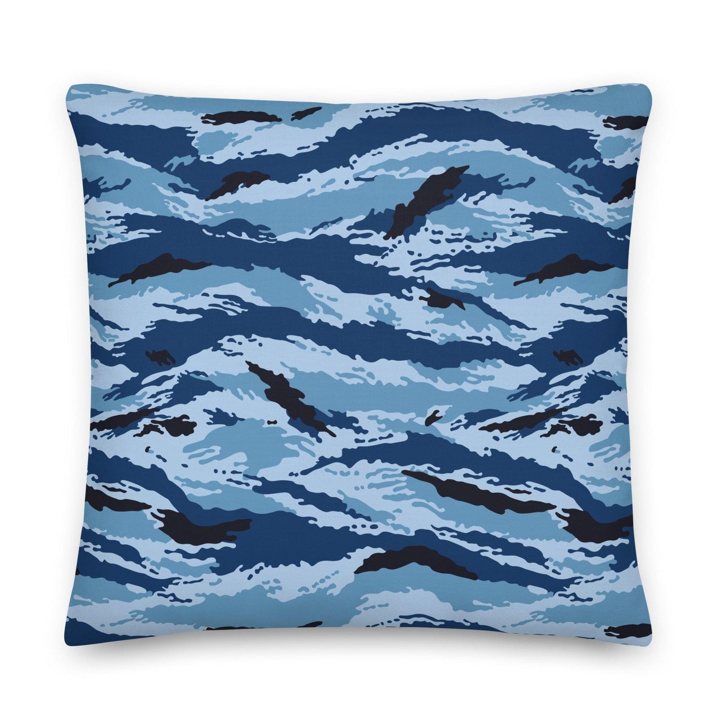 Kamysh Blue Camo 22” Throw Pillow _ Concealing Coloration.