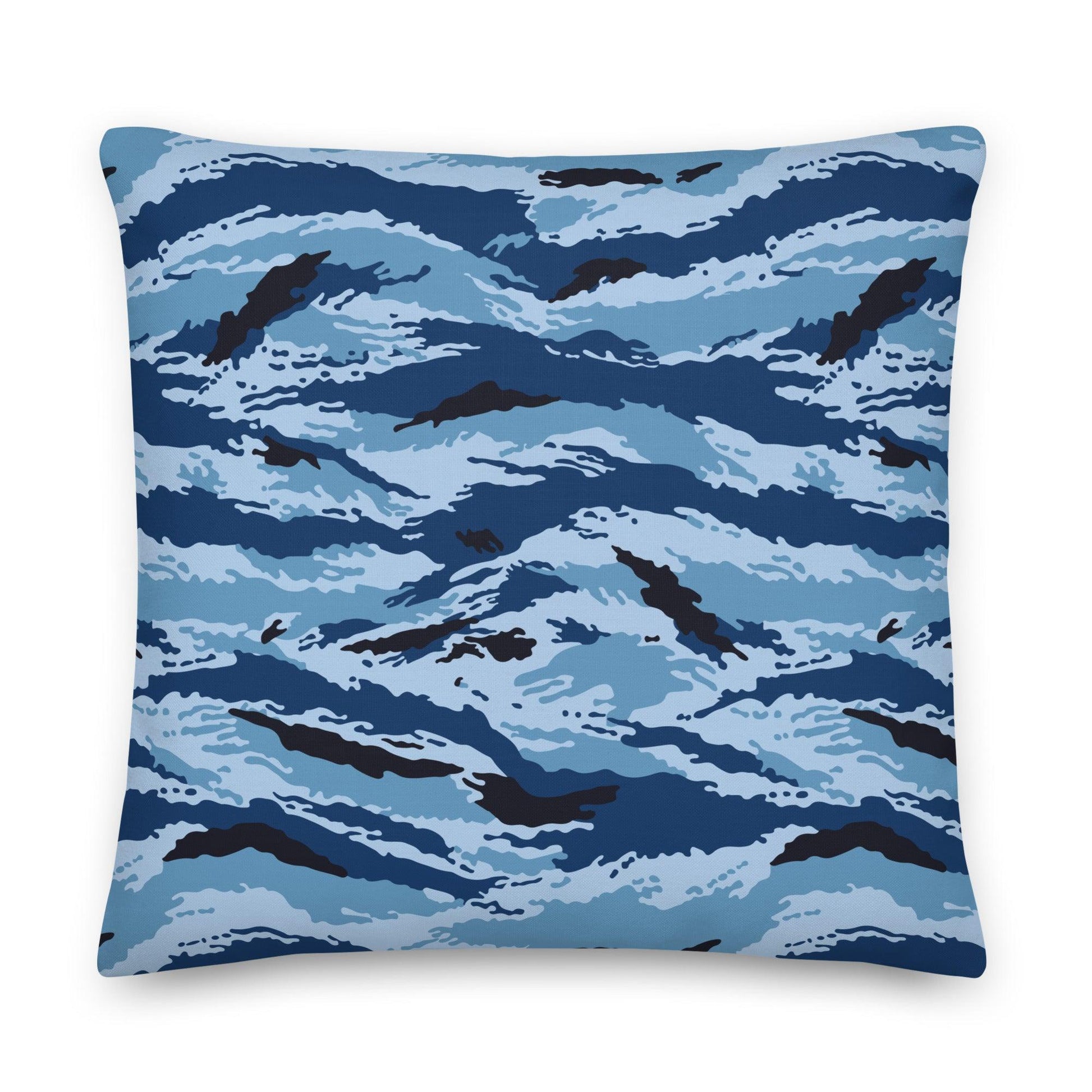 Kamysh Blue Camo 22” Throw Pillow _ Concealing Coloration.