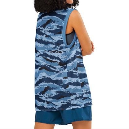 Kamysh Blue Camo Basketball Jersey _ Concealing Coloration.