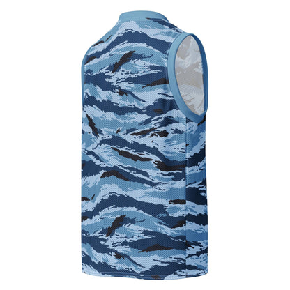 Kamysh Blue Camo Basketball Jersey _ Concealing Coloration.