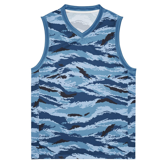 Kamysh Blue Camo Basketball Jersey _ Concealing Coloration.