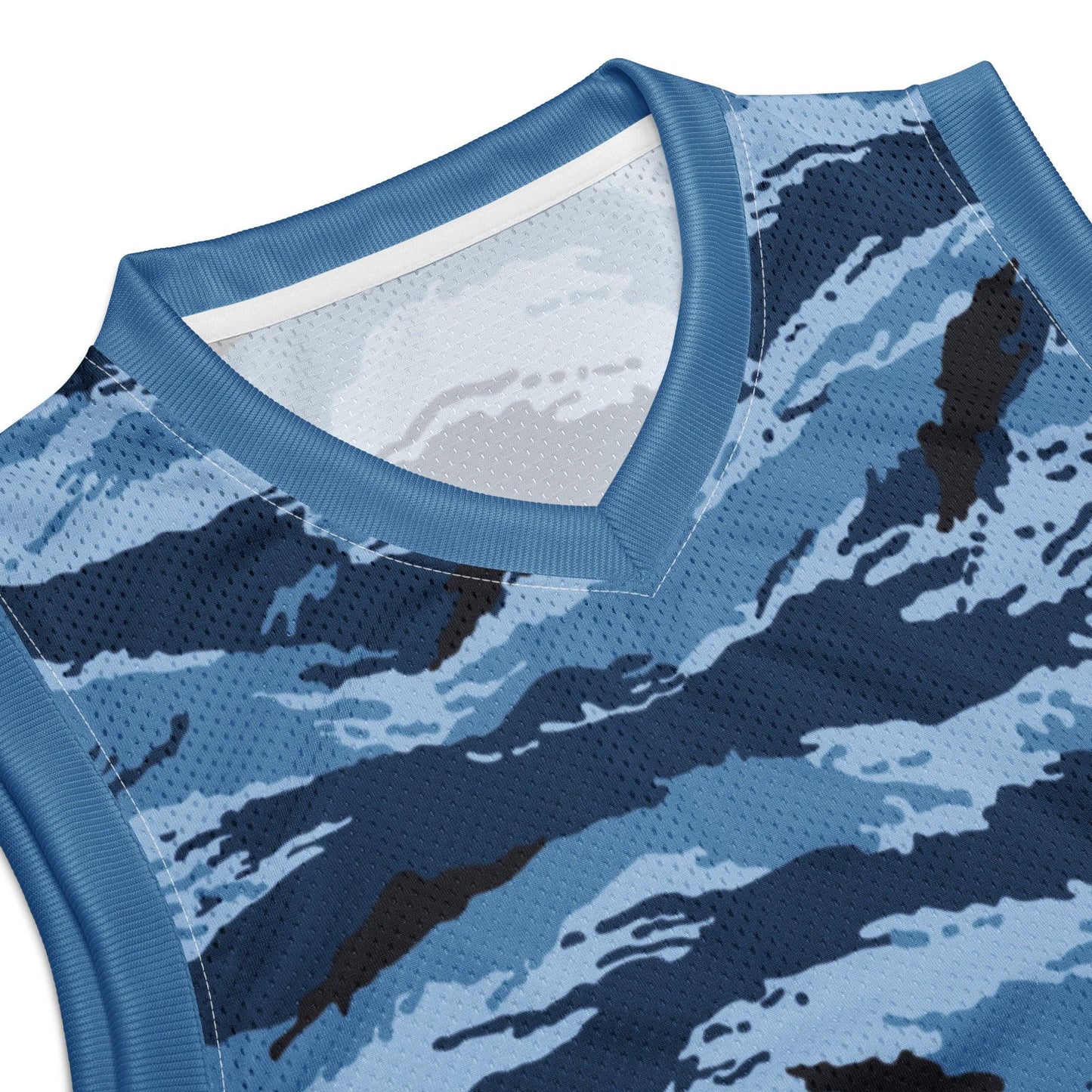 Kamysh Blue Camo Basketball Jersey _ Concealing Coloration.