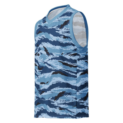 Kamysh Blue Camo Basketball Jersey _ Concealing Coloration.