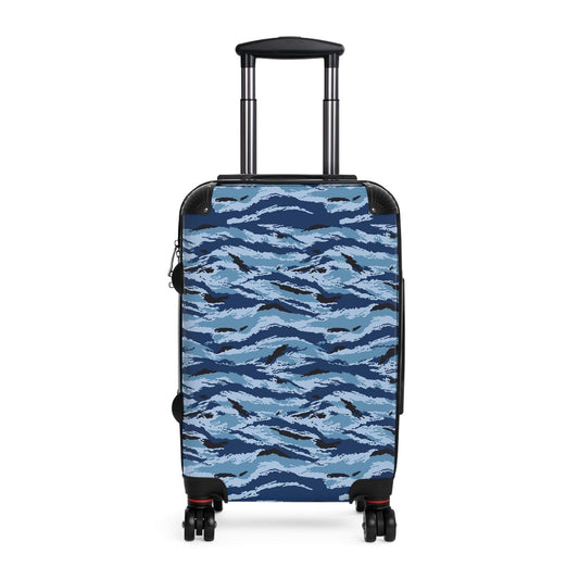 Kamysh Blue Camo Carry-On Roller Suitcase _ Concealing Coloration