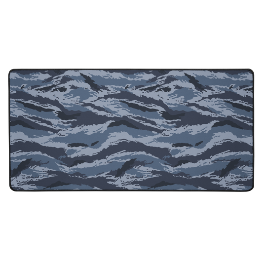Kamysh Blue Camo Computer Desk Mat, front view.